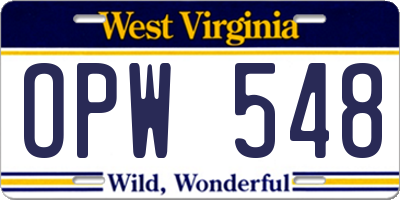WV license plate OPW548