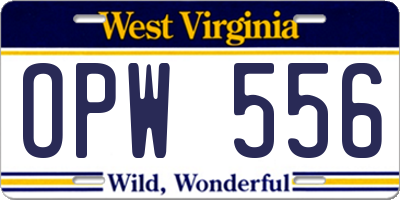 WV license plate OPW556