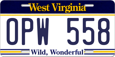 WV license plate OPW558