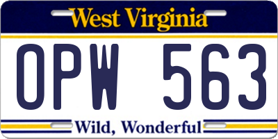 WV license plate OPW563