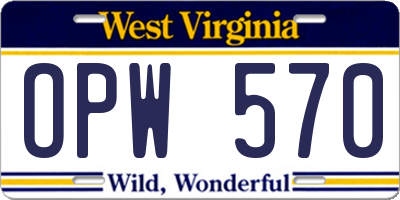 WV license plate OPW570
