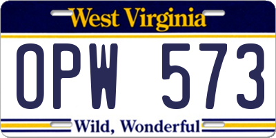 WV license plate OPW573