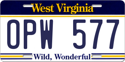WV license plate OPW577
