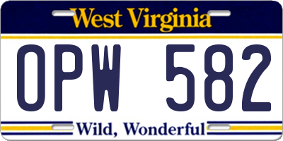 WV license plate OPW582
