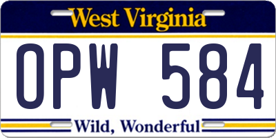 WV license plate OPW584