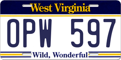 WV license plate OPW597