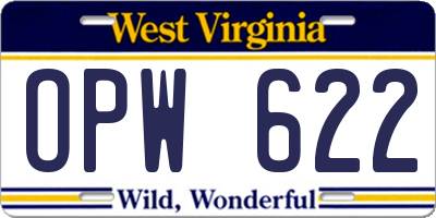 WV license plate OPW622