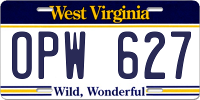 WV license plate OPW627