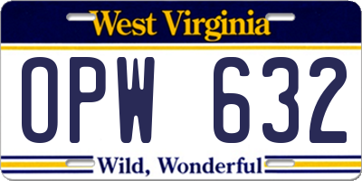 WV license plate OPW632