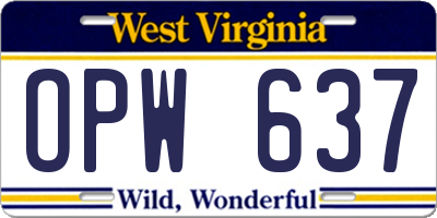 WV license plate OPW637