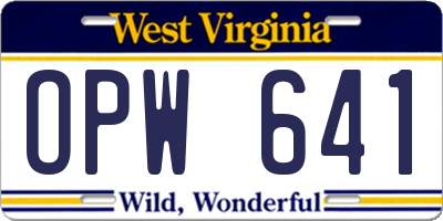 WV license plate OPW641