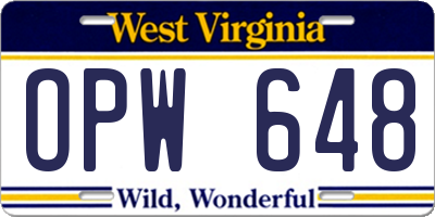 WV license plate OPW648