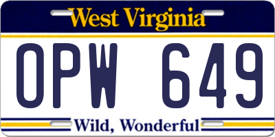 WV license plate OPW649