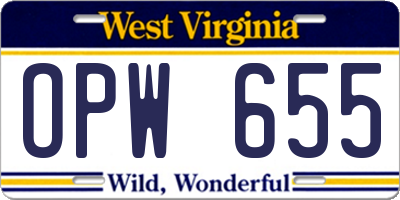 WV license plate OPW655