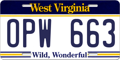 WV license plate OPW663