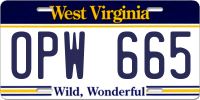 WV license plate OPW665