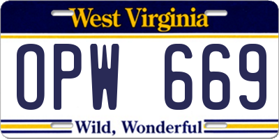 WV license plate OPW669