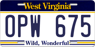 WV license plate OPW675