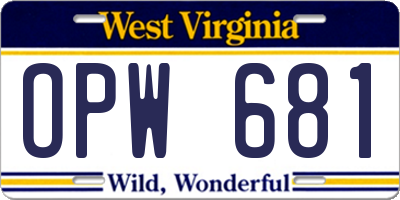 WV license plate OPW681