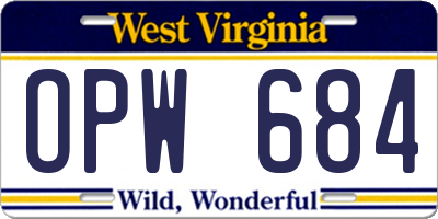 WV license plate OPW684