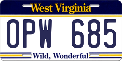 WV license plate OPW685