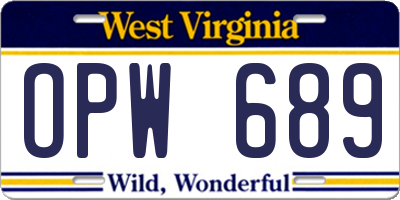 WV license plate OPW689