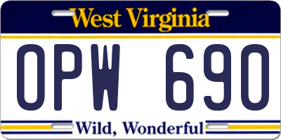 WV license plate OPW690