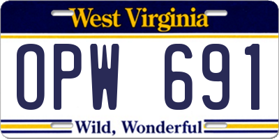 WV license plate OPW691