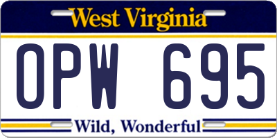 WV license plate OPW695