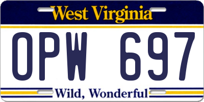 WV license plate OPW697