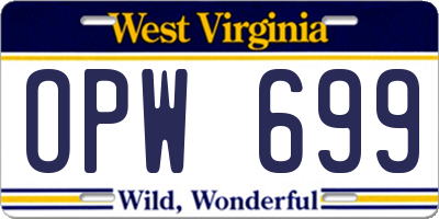 WV license plate OPW699