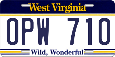WV license plate OPW710