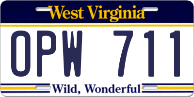 WV license plate OPW711