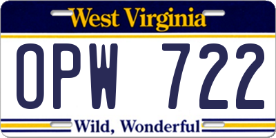 WV license plate OPW722
