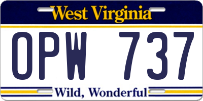 WV license plate OPW737