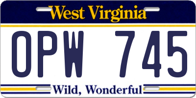 WV license plate OPW745