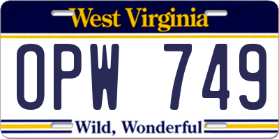 WV license plate OPW749