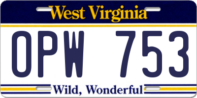 WV license plate OPW753