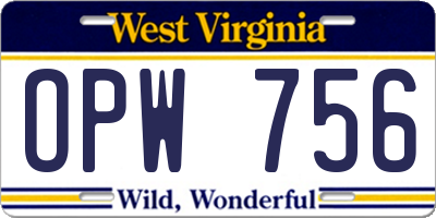 WV license plate OPW756