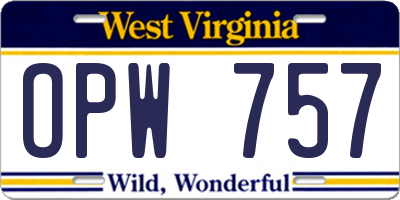 WV license plate OPW757
