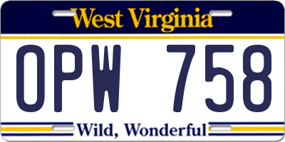 WV license plate OPW758