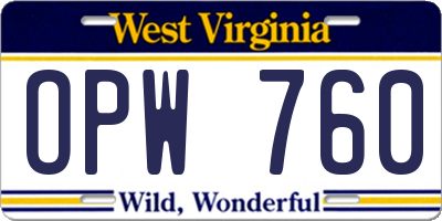 WV license plate OPW760