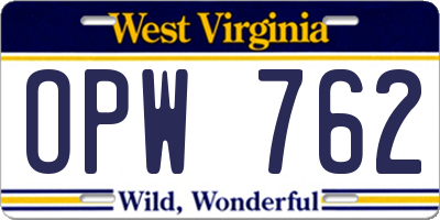 WV license plate OPW762