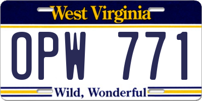 WV license plate OPW771