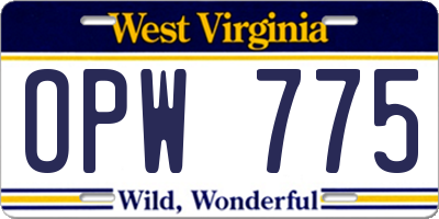 WV license plate OPW775