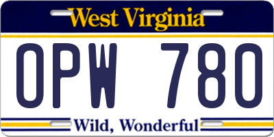 WV license plate OPW780