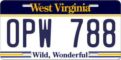 WV license plate OPW788
