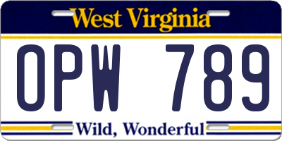 WV license plate OPW789