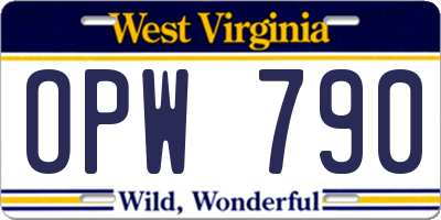 WV license plate OPW790