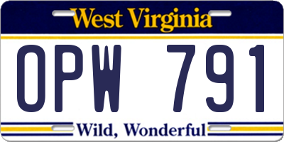 WV license plate OPW791